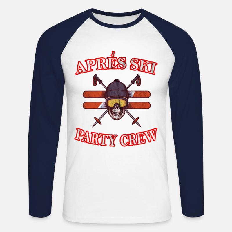 Party Crew ,Skiing - Unisex Baseballshirt langarm - Weiß/Navy
