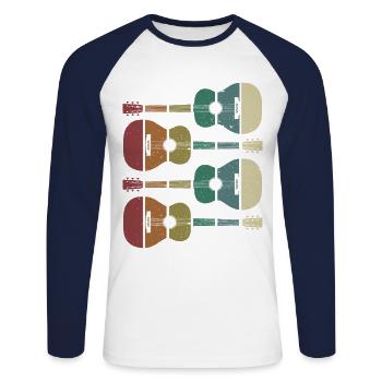 Gitarren - Unisex Baseballshirt langarm - Weiß/Navy - Vorne - Nik (191cm)