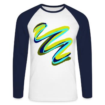 Cadeau de peintre - T-shirt baseball manches longues Homme - blanc/marine - Devant - Nik (191cm)
