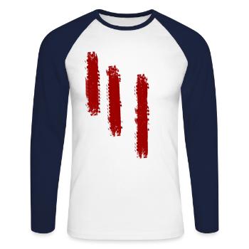 rétro look usé art moderne lignes rouges - T-shirt baseball manches longues Homme - blanc/marine - Devant - Nik (191cm)