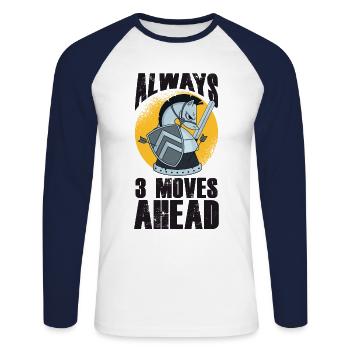 chess - Unisex Long Sleeve Baseball T-Shirt - white/navy - Front - Nik (191cm)