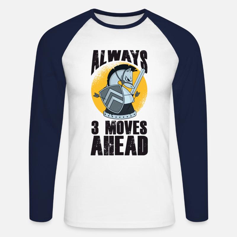 Schach - Unisex Baseballshirt langarm - Weiß/Navy