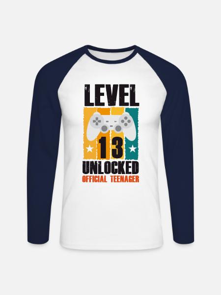 13th birthday - Unisex Long Sleeve Baseball T-Shirt - white/navy