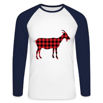 Goat billy goat pattern plaid - Unisex Long Sleeve Baseball T-Shirt - white/navy - Front - Nik (191cm)