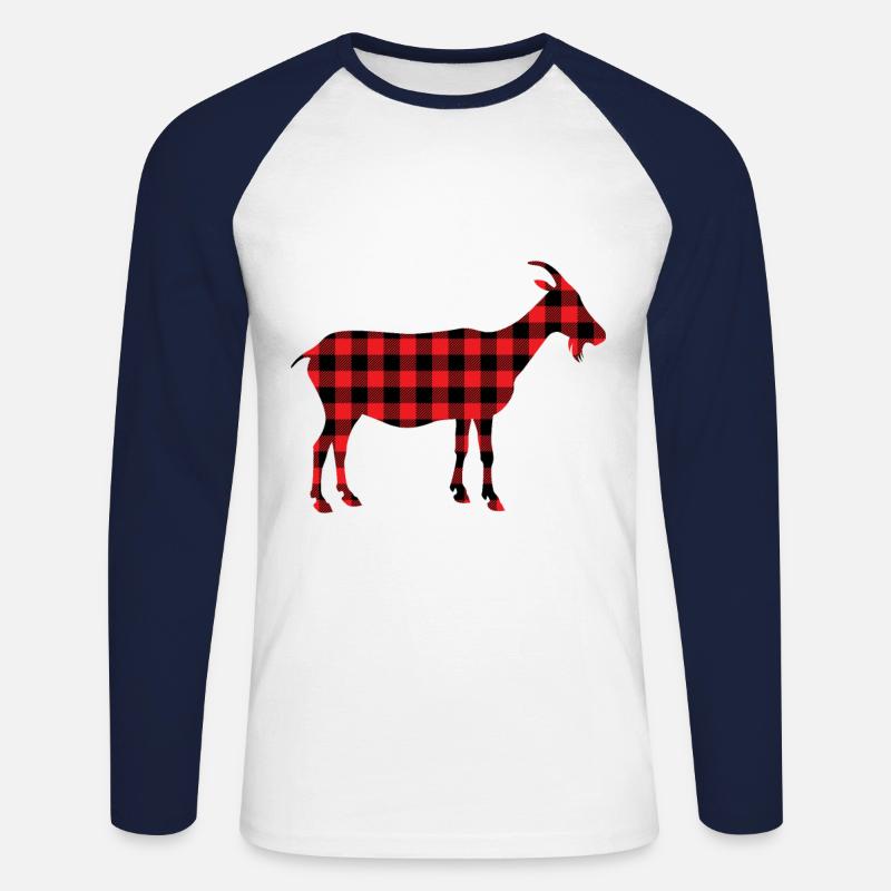 Goat billy goat pattern plaid - Unisex Long Sleeve Baseball T-Shirt - white/navy