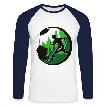 Soccer footballer - Unisex Long Sleeve Baseball T-Shirt - white/navy - Front - Nik (191cm)