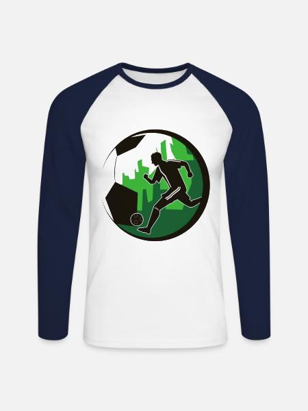 Fußball Fußballer - Unisex Baseballshirt langarm - Weiß/Navy