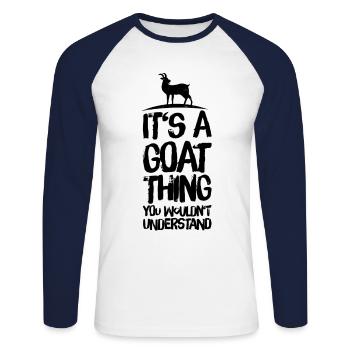 Ziege Ziegenbock Spruch Ziegen-Ding - Unisex Baseballshirt langarm - Weiß/Navy - Vorne - Nik (191cm)