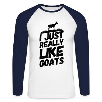 Goat billy goat saying - Unisex Long Sleeve Baseball T-Shirt - white/navy - Front - Nik (191cm)