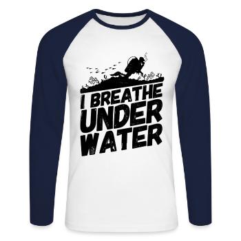 Divers diving scuba divers saying breathing - Unisex Long Sleeve Baseball T-Shirt - white/navy - Front - Nik (191cm)
