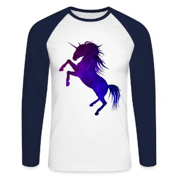 Galaxie licorne - T-shirt baseball manches longues Homme - blanc/marine - Devant - Nik (191cm)