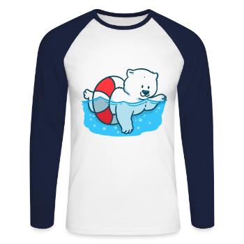 Eisbär Klimawandel Klima Global Arktis Nordpol - Unisex Baseballshirt langarm - Weiß/Navy - Vorne - Nik (191cm)