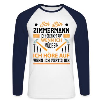 Zimmerer Lustig - Unisex Baseballshirt langarm - Weiß/Navy - Vorne - Nik (191cm)