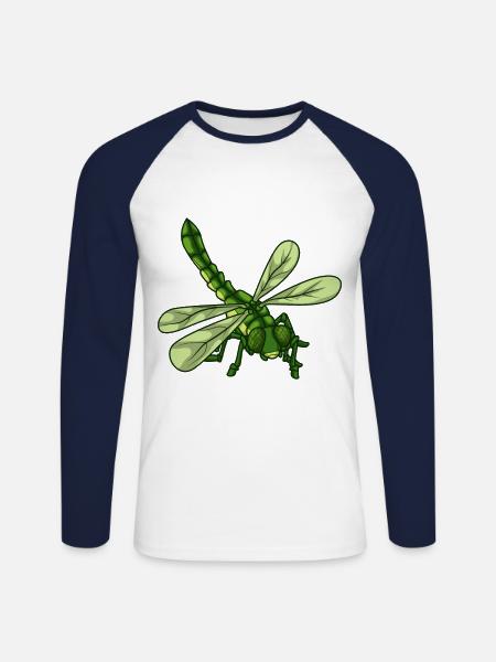 Libelle - Unisex Baseballshirt langarm - Weiß/Navy