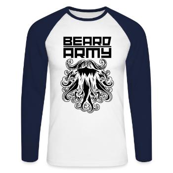 beard army beard arme - Unisex Long Sleeve Baseball T-Shirt - white/navy - Front - Nik (191cm)