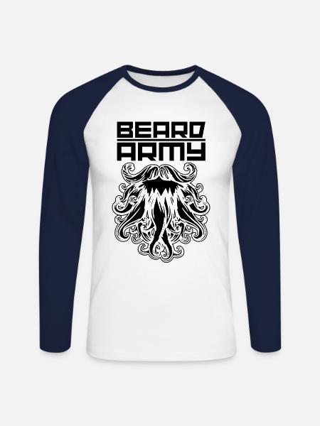 beard army beard arme - Unisex Long Sleeve Baseball T-Shirt - white/navy