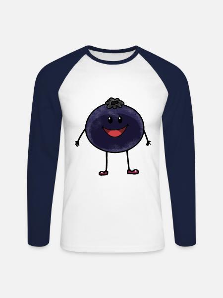 Früchte Obst Blaubeere Fantasy Ernährung - Unisex Baseballshirt langarm - Weiß/Navy