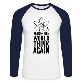 Nerd nerds dictons penser - T-shirt baseball manches longues Homme - blanc/marine - Devant - Nik (191cm)