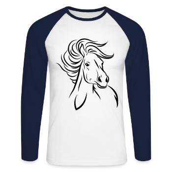 Horse horse - Unisex Long Sleeve Baseball T-Shirt - white/navy - Front - Nik (191cm)