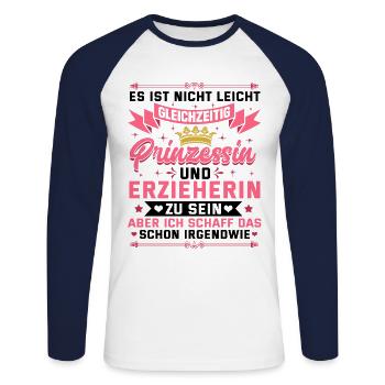 Lustiges Erzieherin Kinder Kindergarten Geschenk - Unisex Baseballshirt langarm - Weiß/Navy - Vorne - Nik (191cm)