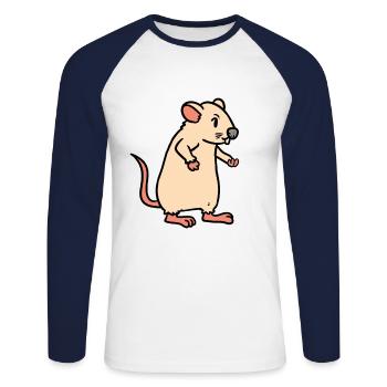 souris rongeurs animaux rat animaux nuisibles - T-shirt baseball manches longues Homme - blanc/marine - Devant - Nik (191cm)
