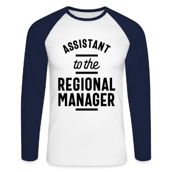 Regional Manager Work Job Title Gift - Unisex Long Sleeve Baseball T-Shirt - white/navy - Front - Nik (191cm)