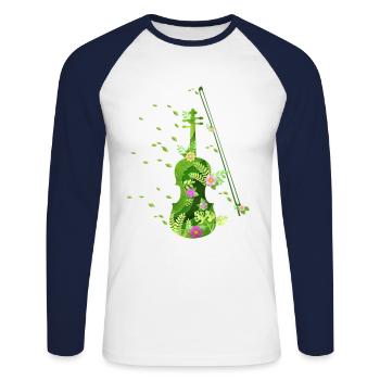 Violon violoniste De violon Fleurs Vert - T-shirt baseball manches longues Homme - blanc/marine - Devant - Nik (191cm)