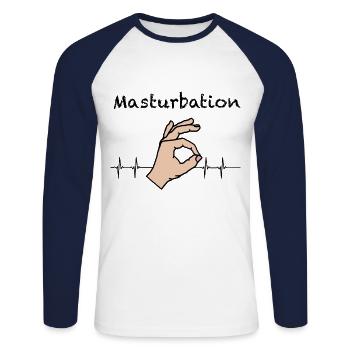 Masturbation Mann Witzig Wichsen Sperma Sex Spruch - Unisex Baseballshirt langarm - Weiß/Navy - Vorne - Nik (191cm)
