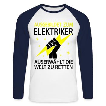 Elektriker Lehrling Meister - Unisex Baseballshirt langarm - Weiß/Navy - Vorne - Nik (191cm)