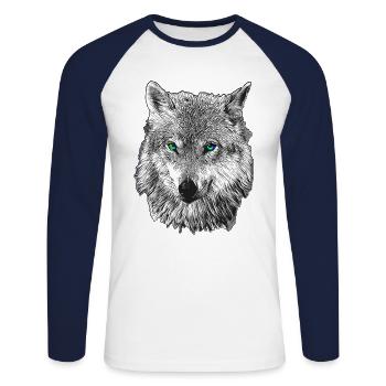 Loup - T-shirt baseball manches longues Homme - blanc/marine - Devant - Nik (191cm)