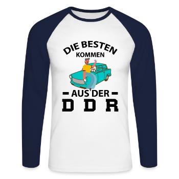 Die Besten Kommen Aus Der DDR - Unisex Baseballshirt langarm - Weiß/Navy - Vorne - Nik (191cm)