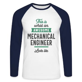 Cadeau de titre d'emploi ingénieur mécanicien - T-shirt baseball manches longues Homme - blanc/marine - Devant - Nik (191cm)
