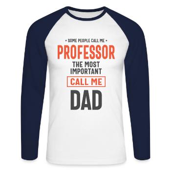 Dad and Professor Job Title Gift - Unisex Long Sleeve Baseball T-Shirt - white/navy - Front - Nik (191cm)