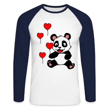 Cadeau de ballons d'anniversaire pour enfants Panda Bear - T-shirt baseball manches longues Homme - blanc/marine - Devant - Nik (191cm)