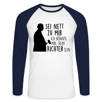 Zukünftiger Richter - Unisex Baseballshirt langarm - Weiß/Navy - Vorne - Nik (191cm)