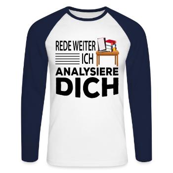 Psychologie Student Spruch - Unisex Baseballshirt langarm - Weiß/Navy - Vorne - Nik (191cm)