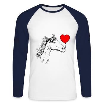 Horse birthday congratulations winner rider pony - Unisex Long Sleeve Baseball T-Shirt - white/navy - Front - Nik (191cm)