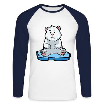 Polar, North Pole, Polar Bear, Arctic, Climate, Co2, Nature, Animal - Unisex Long Sleeve Baseball T-Shirt - white/navy - Front - Nik (191cm)