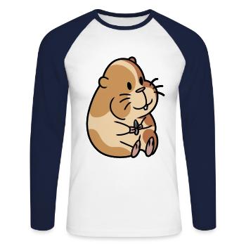 Hamster Hunger Nager Haustiere Kinder Baby - Unisex Baseballshirt langarm - Weiß/Navy - Vorne - Nik (191cm)