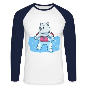 Baby Eisbär Schwimmring Kinder Kind schwimmen - Unisex Baseballshirt langarm - Weiß/Navy - Vorne - Nik (191cm)