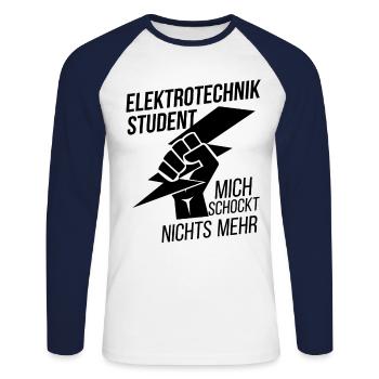 Elektrotechnik Student - Unisex Baseballshirt langarm - Weiß/Navy - Vorne - Nik (191cm)