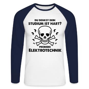 Elektrotechnik Studium - Unisex Baseballshirt langarm - Weiß/Navy - Vorne - Nik (191cm)