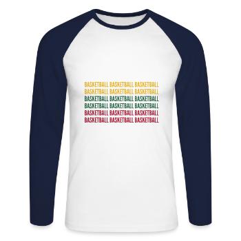 Lithuania basketball fan - Unisex Long Sleeve Baseball T-Shirt - white/navy - Front - Nik (191cm)