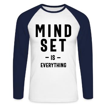 Growth Mindset Entrepreneur Teacher Motivation - Unisex Long Sleeve Baseball T-Shirt - white/navy - Front - Nik (191cm)