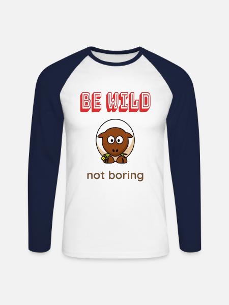 Be WILD not boring - Unisex Long Sleeve Baseball T-Shirt - white/navy