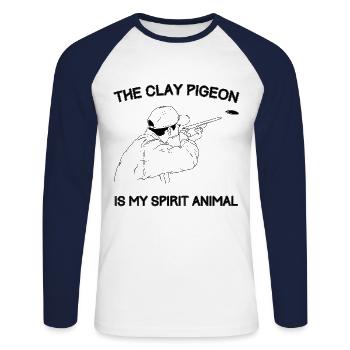 Les pigeons d'argile drôles sont ma conception animale d'esprit - T-shirt baseball manches longues Homme - blanc/marine - Devant - Nik (191cm)