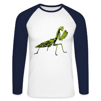 Insekt Insekten Gottesanbeterin Naturliebhaber - Unisex Baseballshirt langarm - Weiß/Navy - Vorne - Nik (191cm)