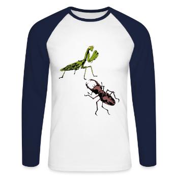 Insect Insects Praying Mantis Stag Zoo - Unisex Long Sleeve Baseball T-Shirt - white/navy - Front - Nik (191cm)