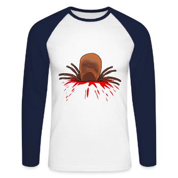Tique sanglant suceur de sang insecte insecte nature animal - T-shirt baseball manches longues Homme - blanc/marine - Devant - Nik (191cm)