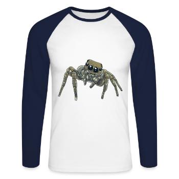 Horror Spider Phobia Panic Spider Halloween - Unisex Long Sleeve Baseball T-Shirt - white/navy - Front - Nik (191cm)